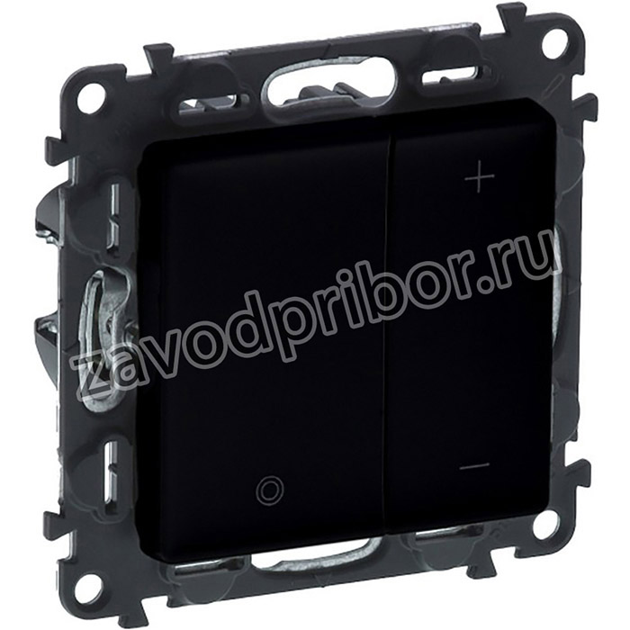 Legrand Valena LIFE. Светорегулятор кнопочный универсальный 400Вт без нейтрали. С лицевой панелью. Антрацит.