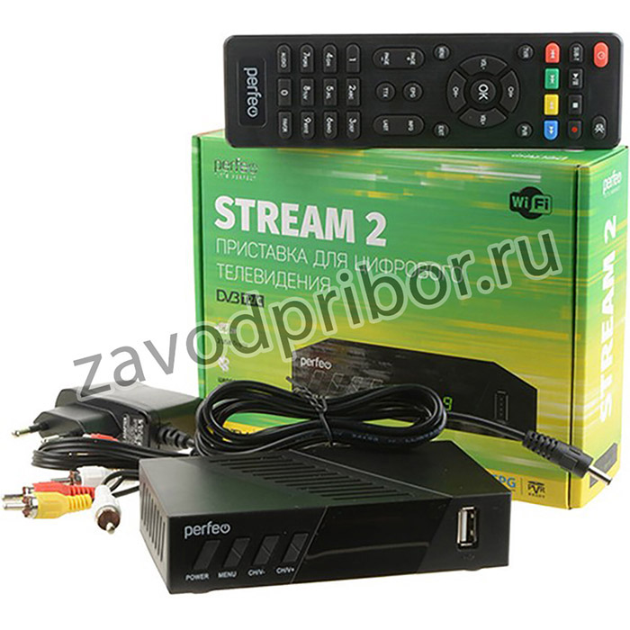 PERFEO PF_A4488 "STREAM 2" DVB-T2/C для цифр.TV, Wi-Fi, IPTV, HDMI, 2 USB, DolbyDigital, пульт ДУ, Цифровая ТВ-приставка