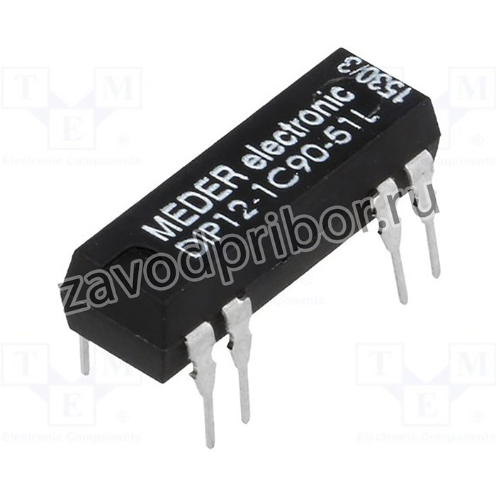 DIP12-1C90-51L, Реле: герконовое, SPDT, Uобмотки: 12ВDC, 0,5А, макс.100ВDC, 290мВт