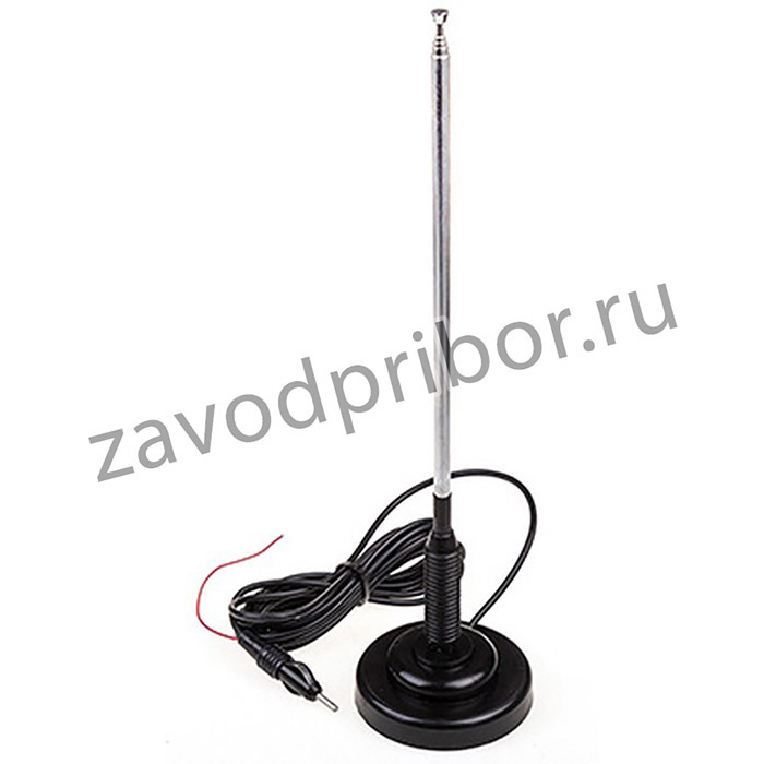 S00203012, Антенна активная Skyway на магните FM d=8 см телескопическая 25-80 см пластик кабель 3 м