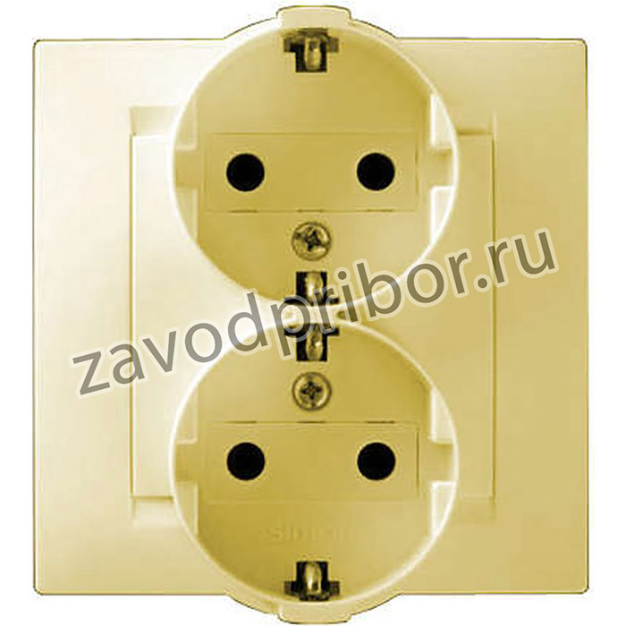 Розетка 2-м СП Simon15 16А IP20 250В с заземл. винт. клеммы сл. кость Simon 1590459-031