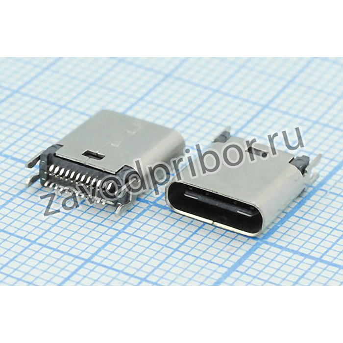 Разъем USB розетка, тип C 3.1, контакты на плату, h 9.3, USB3.1TYPE-C24PF-012