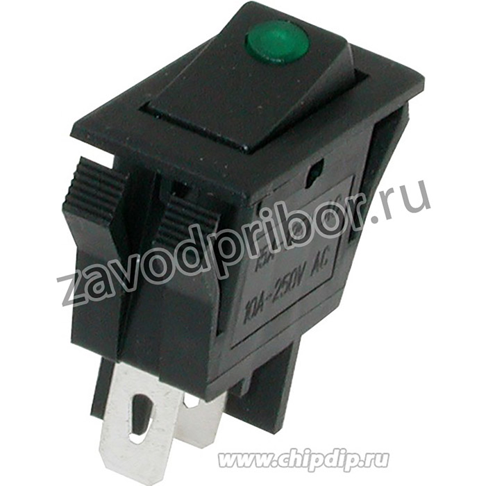 IRS-1E-2C, Переключатель зеленый с подсветкой ON-OFF (10А 250VAC)