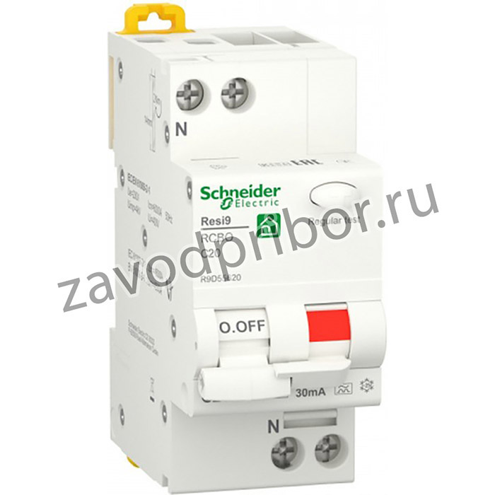 Schneider Electric RESI9 Автоматический выключатель дифференциального тока (ДИФ) 1P+N С 20А 6000A 30мА тип A