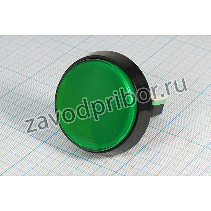 Кнопка без фиксации SPDT, ON-(OFF)/OFF-(ON) зеленая с подсветкой, 220В/5А; ПКн\220\ 5,0\(ON)-(ON)\d24\ ILзел12В\5T\PB-300C/G\