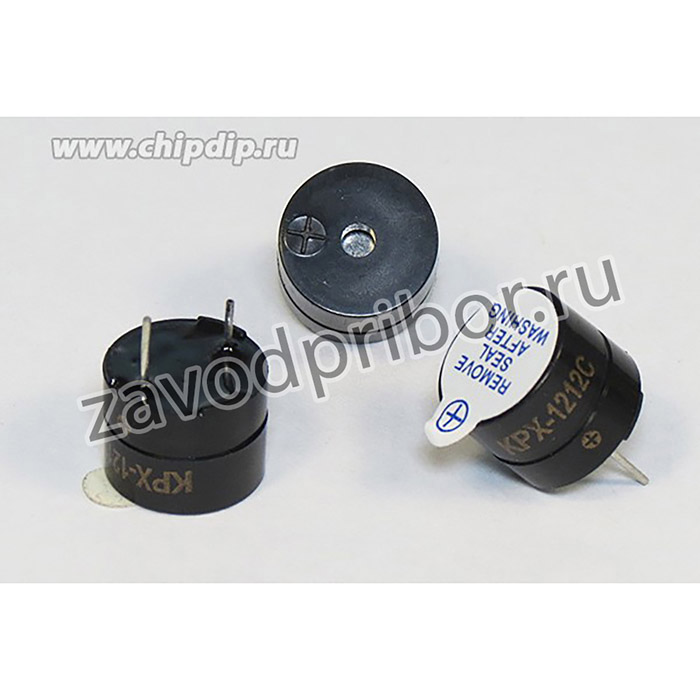 Зуммер магнитоэлектрический с генератором, размер 12x 9, напряжение 12В, контакты 2P7.6, марка KPX-1212C