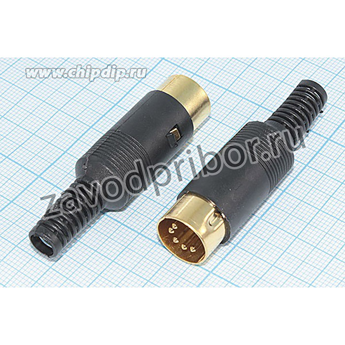 Штекер DIN, 5 контактов, на кабель, № 1300 G шт DIN\ 5P[45][Au]\каб\пл хвост\\1-360G; шт DIN\ 5P[45][Au]\каб\пл хвост\\1-360G