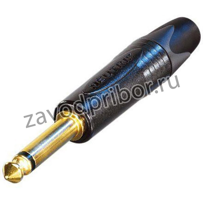 Neutrik NP2X-B кабельный разъем Jack 6.3мм TS (моно) штекер, компактный черненый корпус диаметром 14.5мм, золоченые контакты