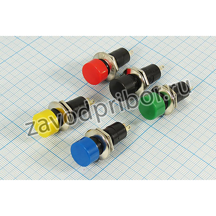 Выключатель кнопочный с фиксацией SPST, ON-OFF, красного цвета, 220В/2А, d10мм; ПКн\220\ 2,0\ON-OFF\d11,5\ кр\2C\PBS-16A\