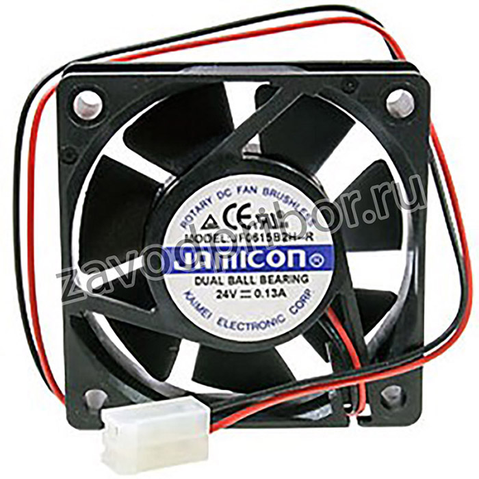JF0615B2H--R (JF0615B2H-001C217R) (4500RPM) 24V/0,13A (60х60х15) B (подшипник) CFM15,45/dBA30,5 Jamicon вентилятор с разъемом 2 конт.MOLEX 5
