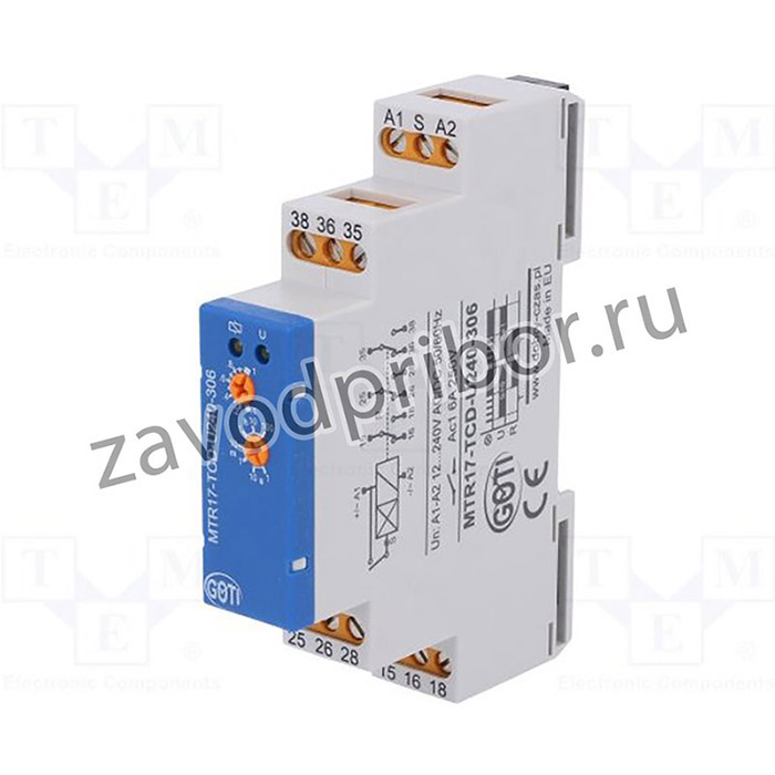 MTR17-TCD-U240-306, Реле времени, 1с-100ч, SPDT x3, 250ВAC/6А, Uпит: 12-240ВAC, DIN