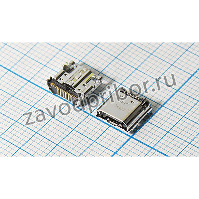 Разъем microUSB розетка, тип B, контакты 11C4HP, на плату, угловой, microUSB B11S