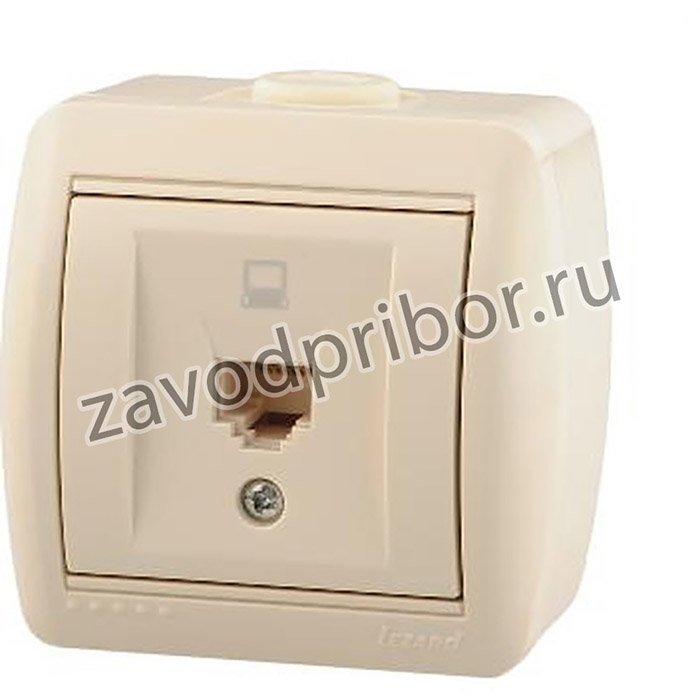 Розетка компьютерная 1-м ОП Nata RJ45 16А IP20 крем. LEZARD 710-0300-139