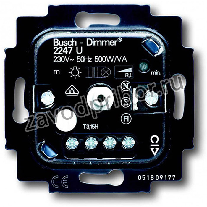 ABB BJE Мех Светорегулятор поворотный для л/н, галоген ламп с обмот трансф 500W