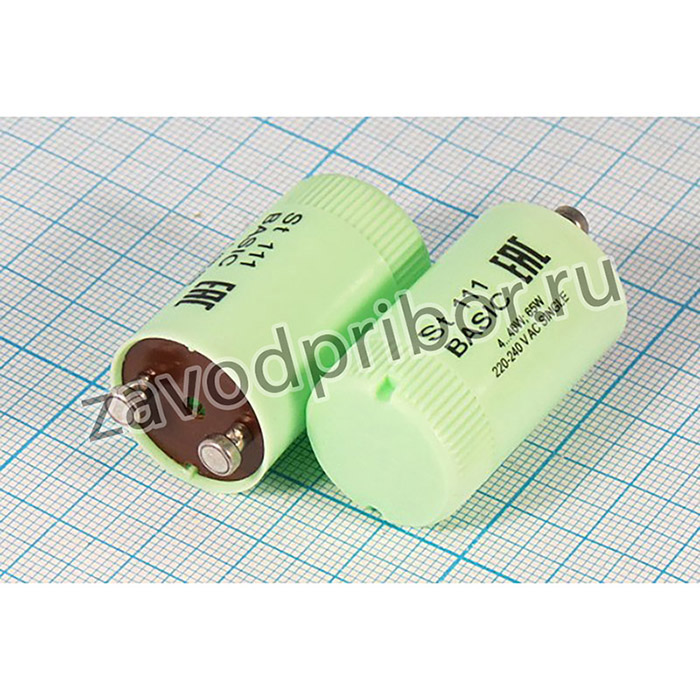 Стартер для люминесцентных ламп ST111,220В, 2P, 65Вт, зеленый, 21x40, Ne, , OSR; Л Стартер 220В\2P\65Вт\зел\\ 21x40\Ne\ST111\OSR