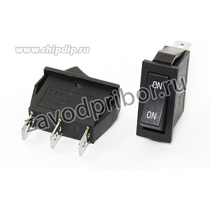 Переключатель клавишный, контакты 3T, 15А, ON-ON, подсветка черная, маркер/клавиша-ON ON