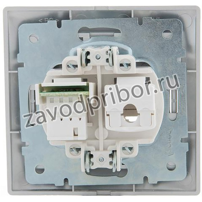 Розетка компьютерная + телефонная 2-м СП Mira RJ45 + RJ11 сер. метал. LEZARD 701-1010-143