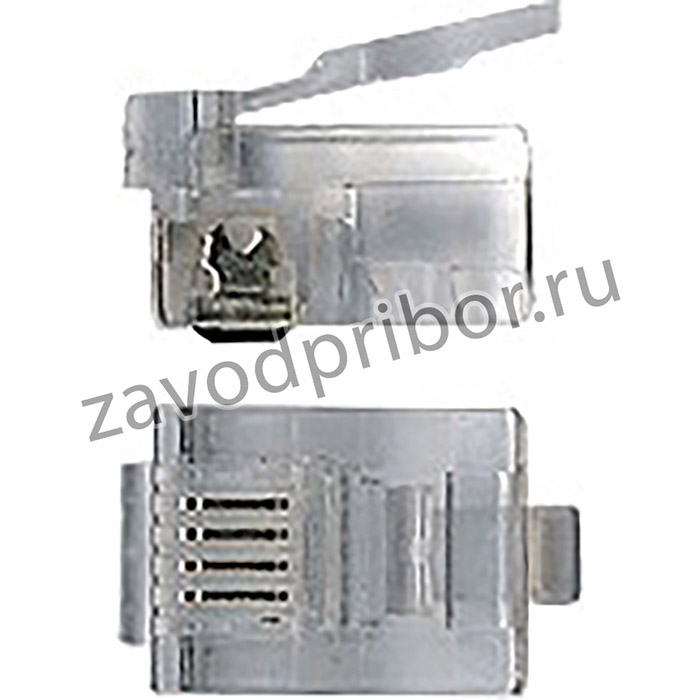 Коннектор RJ12 д/кабеля 4-ех контактный, 100 шт.