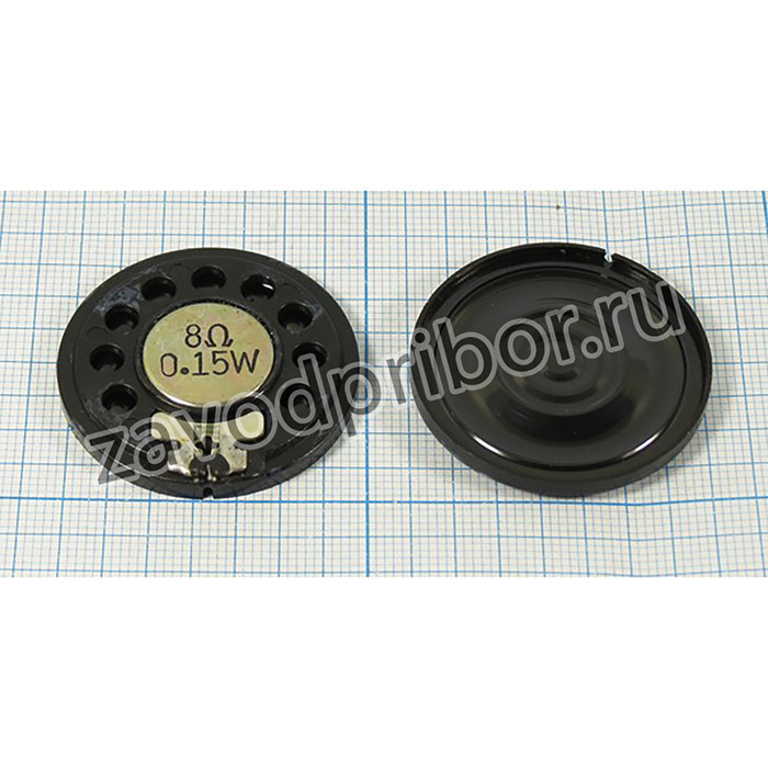 Динамик в пластмассовом корпусе, диаметр 36мм, толщина 5мм, 8 Ом, 0.15Вт ; дин 36x 5\ 8\0,15\пл\2C\KVS-36008\
