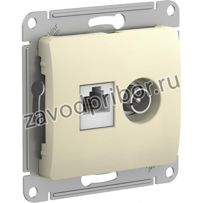 Systeme Electric Glossa Беж Розетка двойная TV + компьютерная RJ45, кат. 5Е