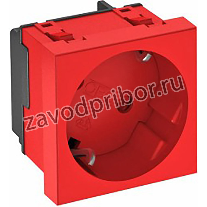 OBO Bettermann Розетка силовая 33° одинарная 2К+З, 1 модуль Modul45, 45х45 мм, со шторками 16А 250В красная