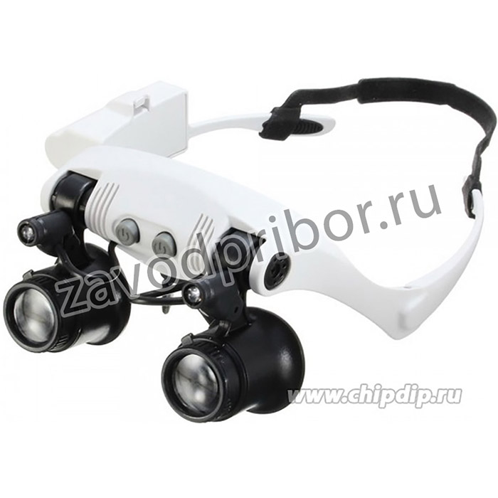 PL4402(9892GJ-3A), Лупа налобная 10x/15x/20x/25x (очки) с подсветкой (2 LED)