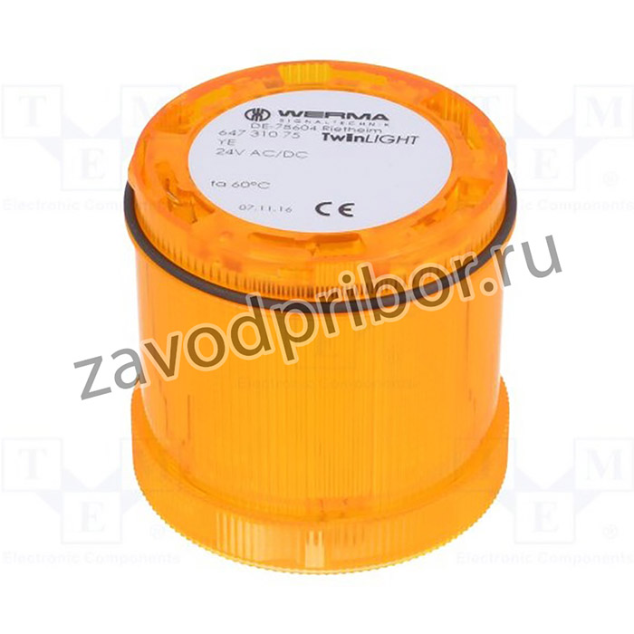 WER-64731075, Сигнализатор световой, Цвет желтый, Uпит 24ВDC, Uпит 24ВAC, LED