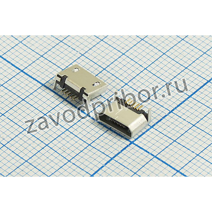 Разъем microUSB розетка, тип B, контакты 5C2HP, на плату, угловой, SMD, microUSBB5SDIP2