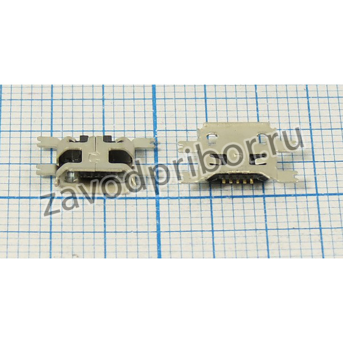 Разъем microUSB розетка, тип B, контакты 5C4HP, на плату, угловой, SMD, microUSBB5SA3