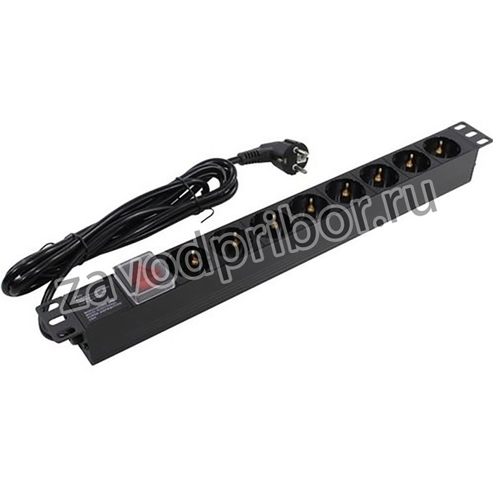 Exegate EX280844RUS Блок розеток ExeGate ServerPro PDU-19H805 Al-8S-EU3-SW, 19",1U,алюм, 8Schuko, евровилка, 3м