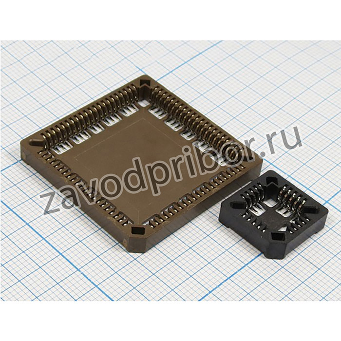 Панель на плату для микросхем PLCC, 68 контактов, шаг 1.27 мм, PLSM-68SMD; пан PLCC \68HP 1,27\плат\PLSM-68SMD