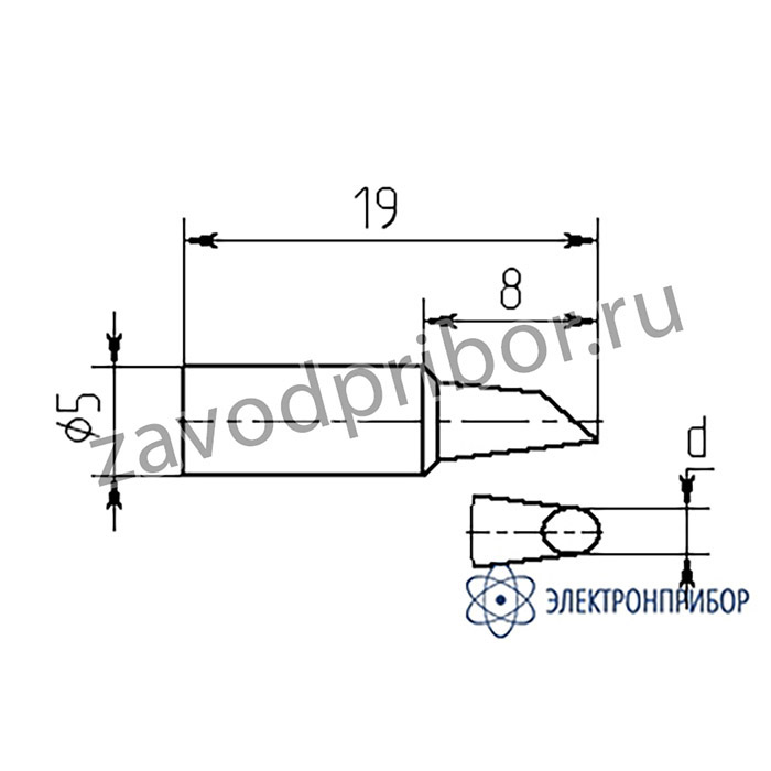 МG8-DВ-02 — паяльная насадка 2,5 мм (односторонний срез, износостойкая)