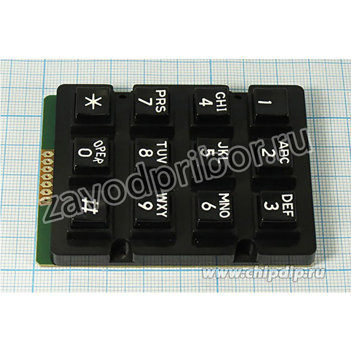 Клавиатура телефона, 3x4, 7C, белый/черный, AK-207-A-WWB; клав тлф\3x4\7C\бел/ чер\AK-207-A-WWB