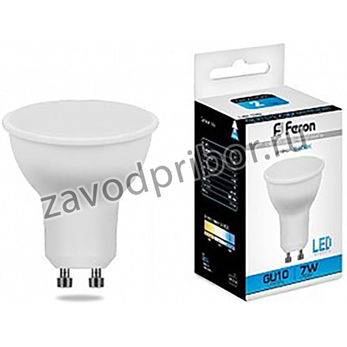 Лампа светодиодная LB-26 (7W) 230V GU10 6400K матовая | 25291 | FERON