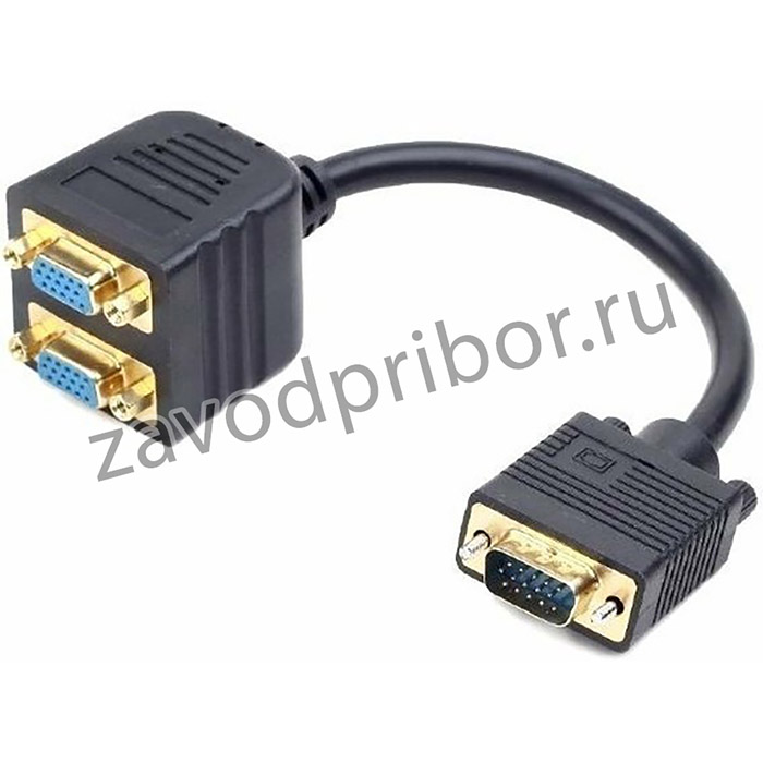 CC-VGAX2-20CM, Кабель; D-Sub 15pin HD гнездо x2,D-Sub 15pin HD вилка; черный