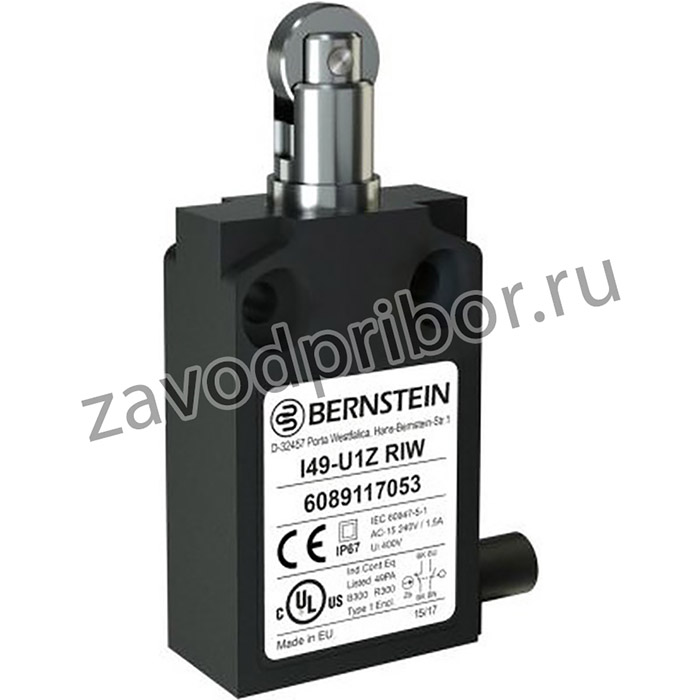 6089117053, I49 Series Roller Plunger Top Plunger, NO/NC, IP67, SPST, Plastic Housing