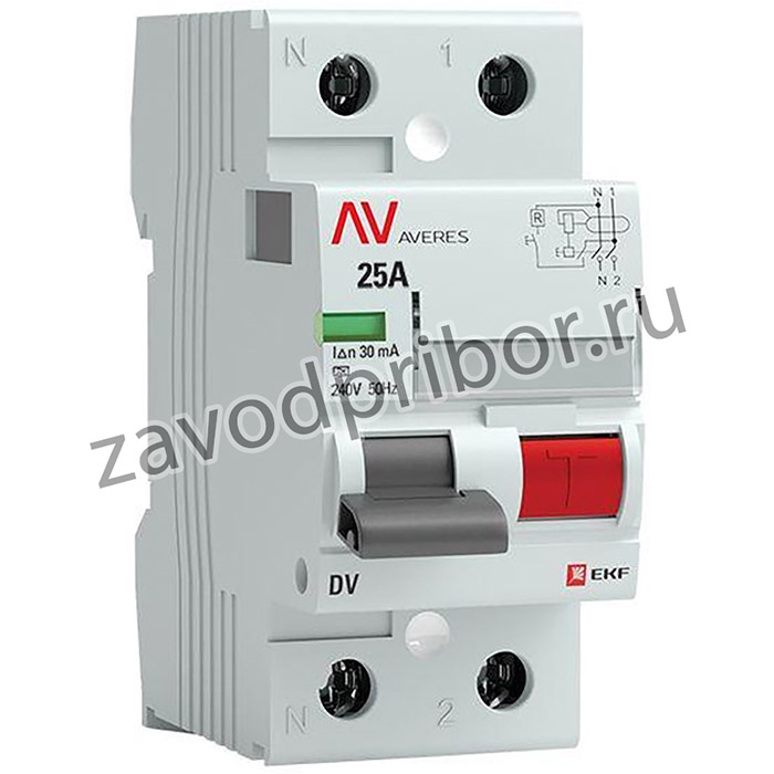Выключатель дифференциального тока (УЗО) 2п 25А 30мА тип A DV AVERES EKF rccb-2-25-30-a-av