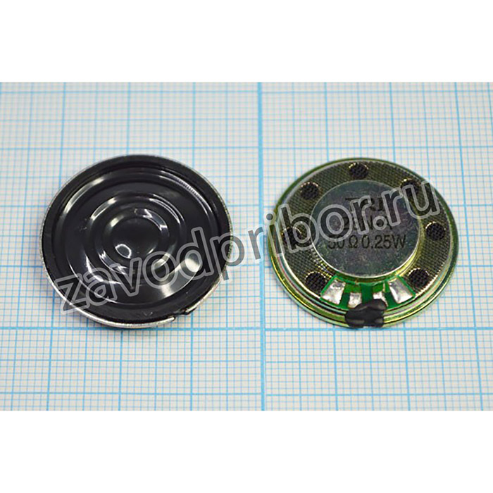 Динамик, диаметр 28мм, толщина 5мм, 50 Ом, 0.25Вт ; дин 28x 5\ 50\0,25\мет/пл\ 2C\TRI28N-A\