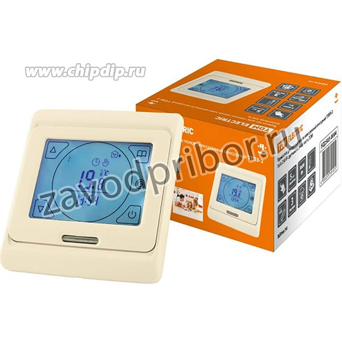 Термостат для теплых полов электронный сенсорный ТТПЭ-2 16А 250В с датчиком 3м сл костьTDM