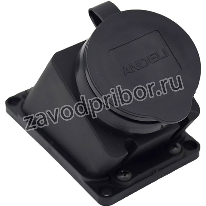 Розетка наклонная с заглушкой каучук AM-K08 2P+PE 16A 220В IP44 (ANDELI)