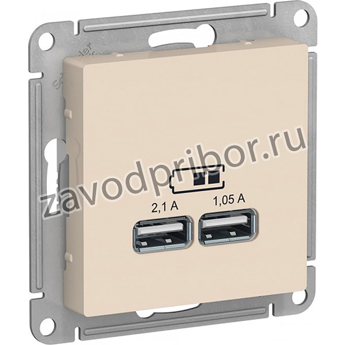 Systeme Electric AtlasDesign Беж USB, 5В, 1 порт x 2,1 А, 2 порта х 1,05 А, механизм