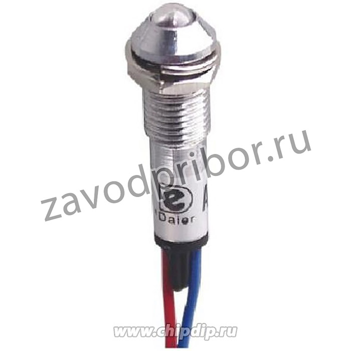 XD8-2W-G-12VDC, Светодиод с держателем зеленый 8мм 12VDC
