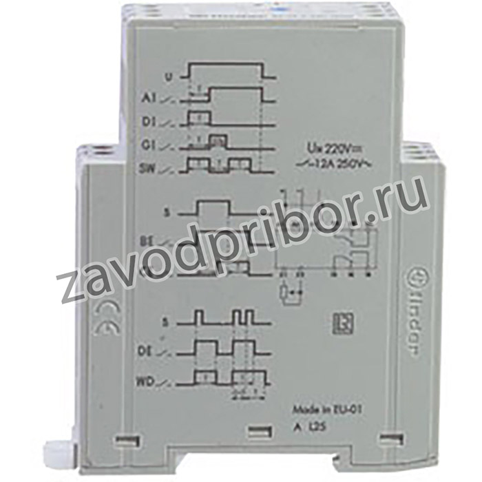 Модульный таймер мультифункциональный (AI, DI, SW, BE, CE, DE, WD); питание 220В DC; 2CO 12A; ширина 22.5мм; регулировка времени 0.05с…10дне