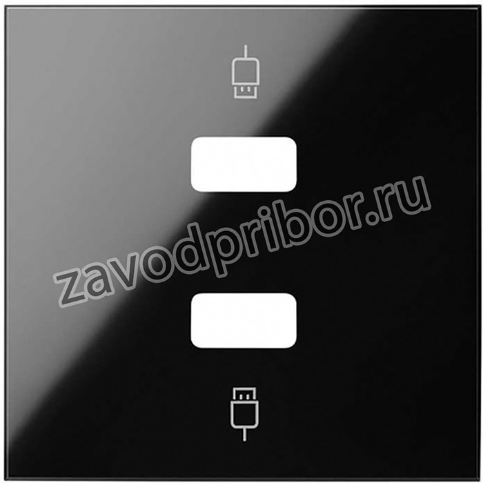 Simon 100 Черный глянец Накладка розетки 2xUSB