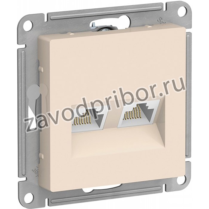 Systeme Electric AtlasDesign Беж Розетка двойная компьютерная RJ45+RJ45, кат.5E, механизм