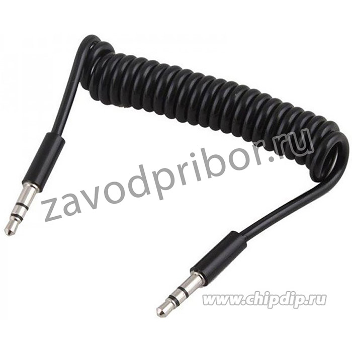 PL1028, Кабель 3.5 Jack (M) - 3.5 Jack (M) витой, 2м, прямой /угловый черный