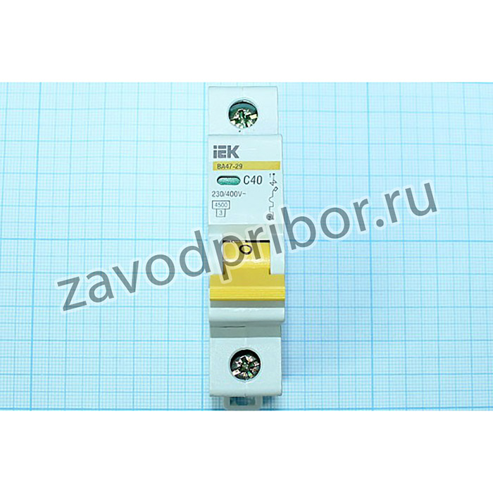 Автомат защиты ВА1P40А, 40А, 230/400В, IEK-ВА47-29; пред авт ВА1P40А\40А\230/400В\ \\2C\IEK-ВА47-29\ПКл