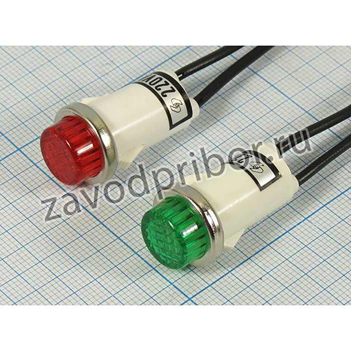 Лампа газоразрядная в корпусе 220В, размер 33мм, диаметр 16,5мм, цвет зеленый; Л корп 220В\d13,5x24\d16,5x 9\зел\мкд\\ГР\IL-301N\