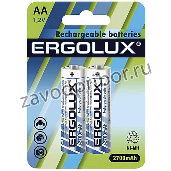 Ergolux AA-2700mAh Ni-Mh BL-2 (NHAA2700BL2, аккумулятор,1.2В)