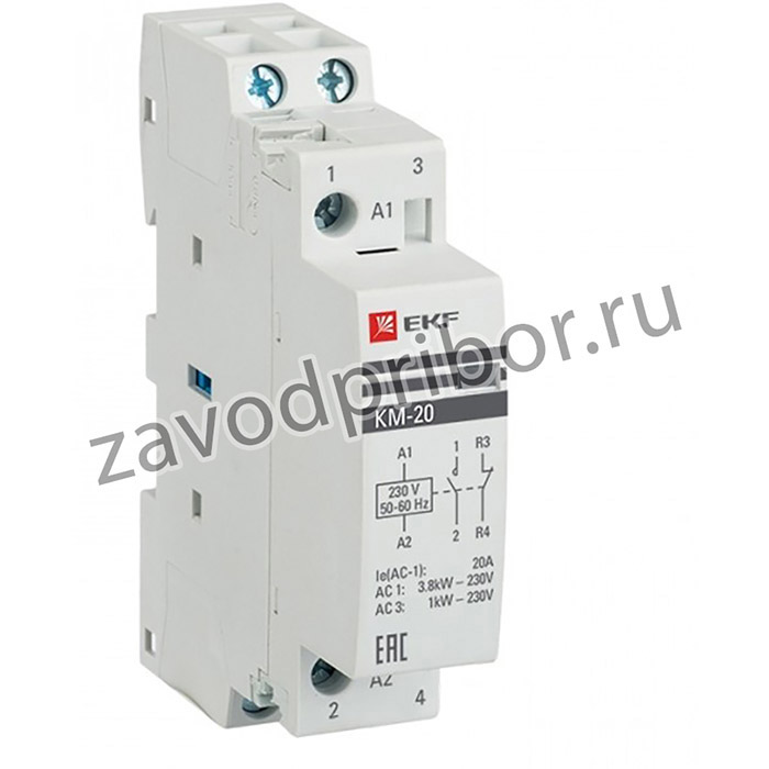 km-1-20-11, EKF Контактор модульный 20А NО+NC КМ (1 модульный)